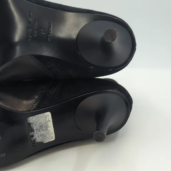 rag & bone Beha Boots in Black Leather & Suede Heeled Sz 7 - Picture 10 of 12